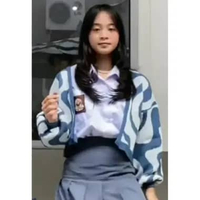 SWEATER RAJUT WANITA outer cardigan rajut komputer oversize motif abtrak crop Denim putih