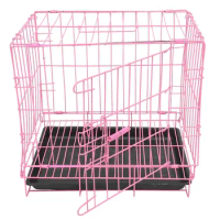 Folding With Toilet Dog Cage Poodle Small And Medium Dog Cat Cage Rabbit Cage Pet Cage(Pink)