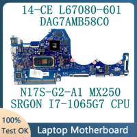 L67080-601 L67080-501 L67080-001 Laptop Motherboard For HP 14-CE DAG7AMB58C0 N17S-G2-A1 MX250 SRG0N I7-1065G7 CPU 100% Tested OK