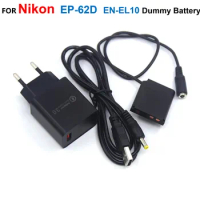 EP-62D DC Coupler EN-EL10 Dummy Battery+USB Charger+USB Power Cable For Nikon Coolpix S200 S500 S520 S570 S600 S700 S3000 S4000