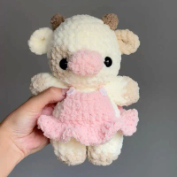 [Handmade by Linh] Thú nhồi bông, móc khóa bò sữa bằng len dễ thương