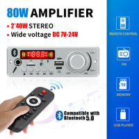 Bluetooth MP3 WMA WAV Decoder Board 40W Amplifier Handsfree Car Audio Microphone USB TF FM Radio Mp3 Music Player Speaker DC 12V