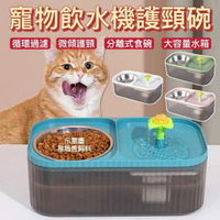 『台灣x現貨秒出』二合一循環過濾寵物飲水機護頸碗 貓咪飲水機 餐桌碗架 寵物碗 狗碗架