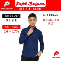 Pojok Busana Alisan Kemeja Lengan Panjang Polos Pria Navy Donker Biru B7 Regular Slim Fit - Kantor 1