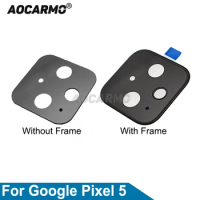 Aocarmo For Google Pixel 5 Rear Back Camera Lens Glass With Frame Ring Adhesive Sticker Replacement Part