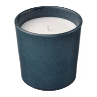 FRUKTSKOG 陶瓷罐裝香氛蠟燭, 香根草和天竺葵/黑-土耳其藍色, 50 時