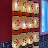 古風道具日式民宿燈籠防水定制漢服拍照米白和風墻發光戶外裝飾