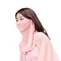 【89 zone】日系優雅冰絲透氣薄款 防風罩 防曬罩 面罩 口罩(皮紅)