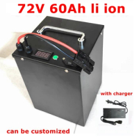 72v 60Ah li-ion lithium battery 72V with BMS for 3000W 5000W golf club bicycle bike tricycle motorhome AGV +10A charger