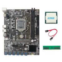 B250C BTC Miner Motherboard with G3920 or G3930 CPU+DDR4 4GB 2666MHZ RAM+SATA Cable 12XPCIE to USB3.0 Card Slot LGA1151 for BTC