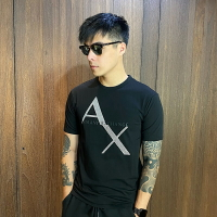 美國百分百【美國真品】Armani Exchange T恤 AX 短袖 大logo 上衣 T-shirt 黑色 CD23