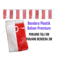 BENDERA MERAH PUTIH PLASTIK/Bendera Kemerdekaan/Bendera Plastik Sudah Ada Tali/Banner Plastik