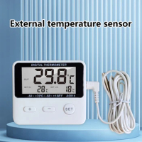 Digital alarm thermometer Indoor and outdoor thermometer Refrigerator thermometer LCD display with external sensor 1M-50 ℃ -70 ℃