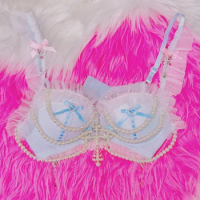 y2k bra Lolita bra Bow bra Pink bra lace bra e girl clothes y2k clothes y2k crop top fashion Cross bra Pink clothes Kawaii bra