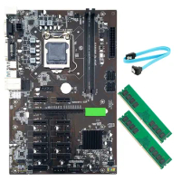 B250 BTC Mining Motherboard Combo Kit Set LGA 1151 SATA3.0 with SATA Cable+ 2XDDR4 4GB 2666MHZ RAM for Miner