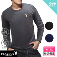 【PLAYBOY】2件組 導濕乾燥恆溫舒適長袖衫-速(換季特殺/保暖衣/男內衣)