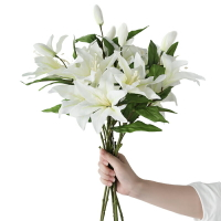 百合花仿真花假花花束客廳餐桌花白色裝飾插花花瓶擺件套裝裝飾品