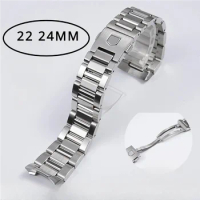 Watches Accessories 316L Stainless Steel Bracelet 24 22mm for TAG HEUER CARRERA 1887 Strap Men Silver WatchBand Safe Buckle
