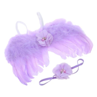 Newborn Angel Feather Wings Baby Photography Props Solid Color Feather Angel Wing Costume Girls Boys Baby Photograp