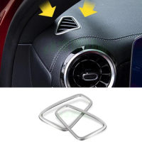 Stainless Steel Car Dashboard Air Outlet Trim Cover Sticker Accessories For Mercedes-Benz A Class W177 V177 CLA C118 CLA180 200
