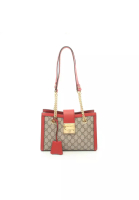 Gucci 二奢 Pre-loved Gucci padlock GG small GG Supreme chain shoulder bag PVC leather beige Red