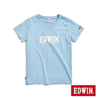 EDWIN  小火車復古LOGO短袖T恤-女款 淺藍色 #暖身慶