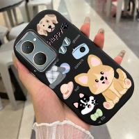 เคสสำหรับ VIVO Y03 Y03T Y18 Y18i Y18e Y18T Y37 5G Y28s 5G เคสโทรศัพท์หมาโชคดีกันกระแทกกลมและอ้วน