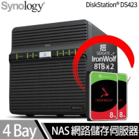 Synology群暉科技 DS423 NAS 搭 Seagate IronWolf 8TB NAS專用硬碟 x 2