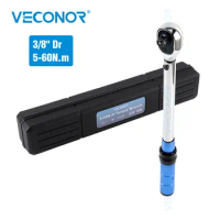 3/8 inch Dr Torque Key Wrench Tool 5-60N.m Mirror Polish Two-Way Precise Preset Torque Spanner Adjustable Hand Tool for Repair