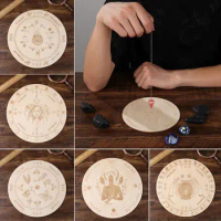 Slice Wood Base Wooden Pendulum Board with Stars Sun Moon Divination Message Carven Metaphysical Altar Coasters Wall Sign Decor