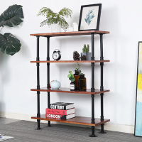 落地實木置物架客廳層板架(黑色四層2公分實木板，80*30*104) 