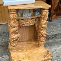 Bàn ông địa trạm trổ rồng mây chất liệu gõ đỏ - Sản phẩm chất lượng