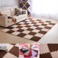 Full Bedroom Patchwork Carpet Floor Decoration Mat Home Cube Puzzle Mat Eva Foam Floor Mat Plush Surface Anti-Skid Tatami Mat