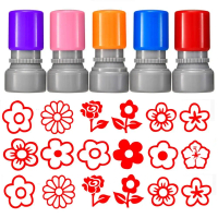 Cute Students Rewards Rewards Flower Stamp Self Inking Positive Review Star Grading Stamp Encouragin