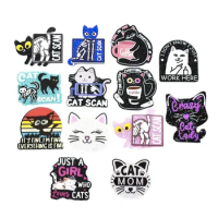 10PCS Black Cat Veterinarian Glitter Acrylic Charms Pendant Fit DIY ID Card Badge Holder Jewelry Making Hospital Worker Gift
