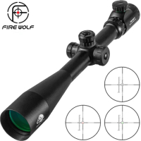 Fire Wolf 10-40x50 E Scope Long Range Riflescope Side Wheel Parallax Optic Sight Rifle Hunting Scopes Sniper Rifle Sight