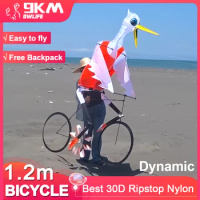 9KM Dynamic Bicycle Kite 1.2m*0.8m Line Laundry Single Line Show Kite for Kite Festival 30D Ripstop Nylon with Bag