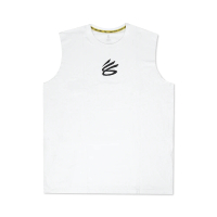【UNDER ARMOUR】寬肩背心 Curry SLVS Tee 白 男款 無袖 運動上衣 健身 UA(1390352100)