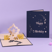 Birthday Greeting Card Starry Sky South Korea 3d Creative Blessing Message Greeting Card Three-Dimensional Handmade Paper Carving Card Wholesale