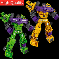 BHX Transformation Devastator Green Yellow GT Mini Integrated Construction Vehicle 6in1 Action Figure Toys With Box
