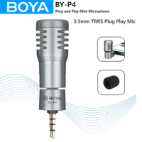BOYA BY-P4 Mini 3.5mm TRRS Plug Play Condenser Microphone for PC Smartphone Android Laptop Streaming Youtube Video Recording
