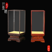 定制關公佛像寶籠玻璃罩實木頭底座蓮花觀音財神貔貅防塵展示罩子