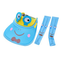 【Baby 童衣】任選 兒童防曬空頂帽動物造型遮陽帽贈防曬袖套88488(藍色青蛙+冰袖)