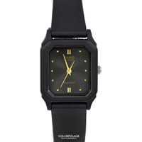 CASIO手錶 小巧方形黑金矽膠錶【NECA7】