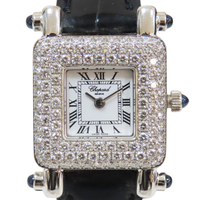 【二手名牌BRAND OFF】Chopard 蕭邦18白K 金 Classique 鑲鑽 石英腕錶