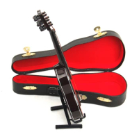 Mini Classic Guitar Wooden Birthday Gift Musical Instruments Model With Support Case