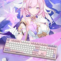 Anime Honkai Impact 3 Official Elysia Custom Cute Pink Mechanical Keyboard USB Wired RGB Backlight Keyboard with Extra Keycap