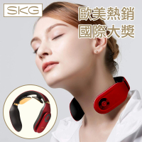 【SKG】智能時尚輕薄設計多段式頸椎熱敷按摩器 尊爵紅-4098