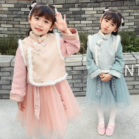 女童旗袍冬 新年款兒童中國風唐裝 過年格格兩件套 漢服 拜年服