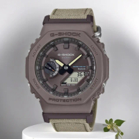 【CASIO 卡西歐】G-SHOCK 太陽能藍芽 八角手錶 環保布質錶帶(GA-B2100CT-5A)